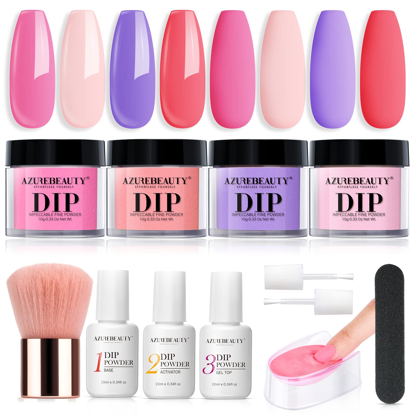 Foto 2 pulgar | Kit Básico para Uñas Polvo Azurebeauty con 4 Colores - Venta Internacional