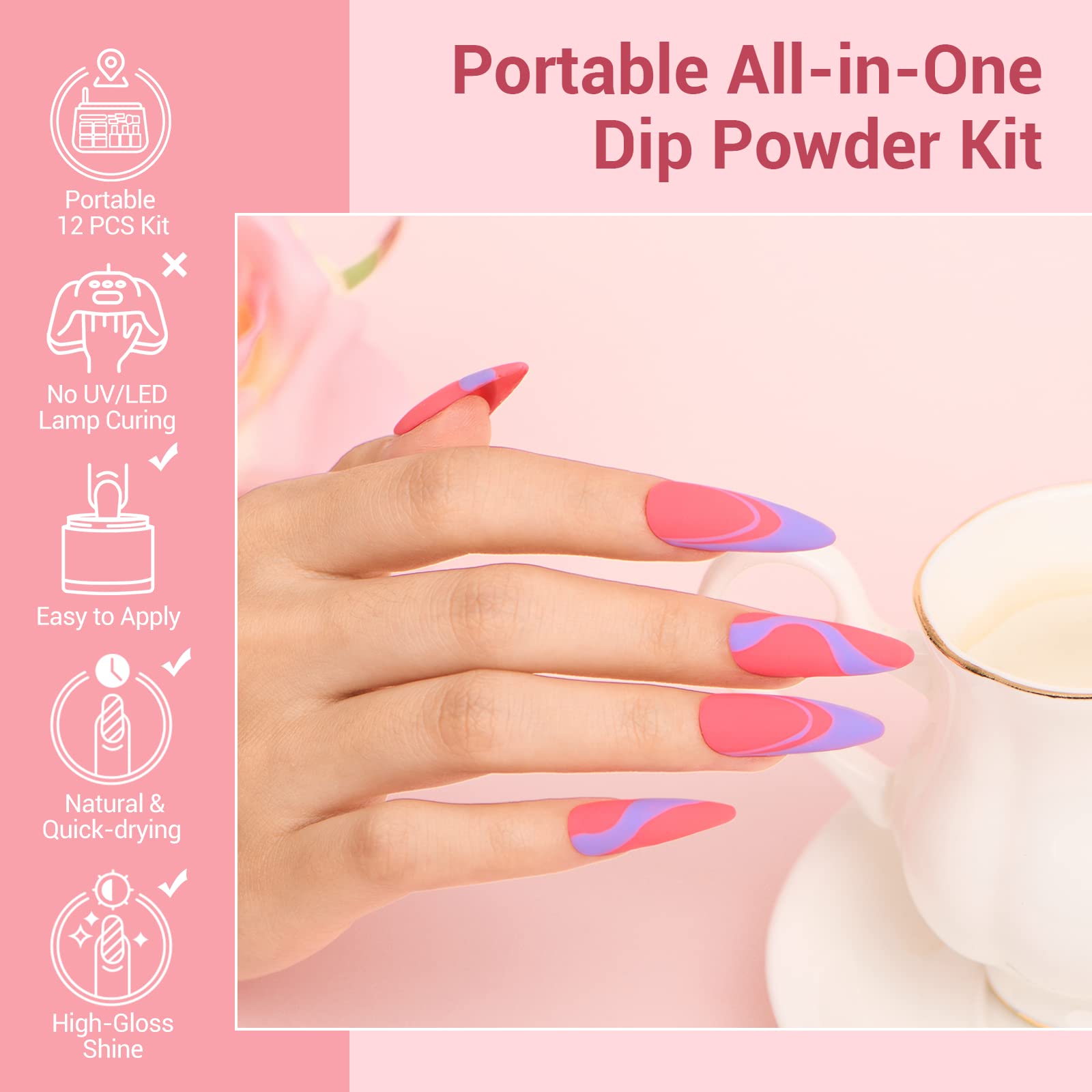 Foto 3 | Kit Básico para Uñas Polvo Azurebeauty con 4 Colores - Venta Internacional