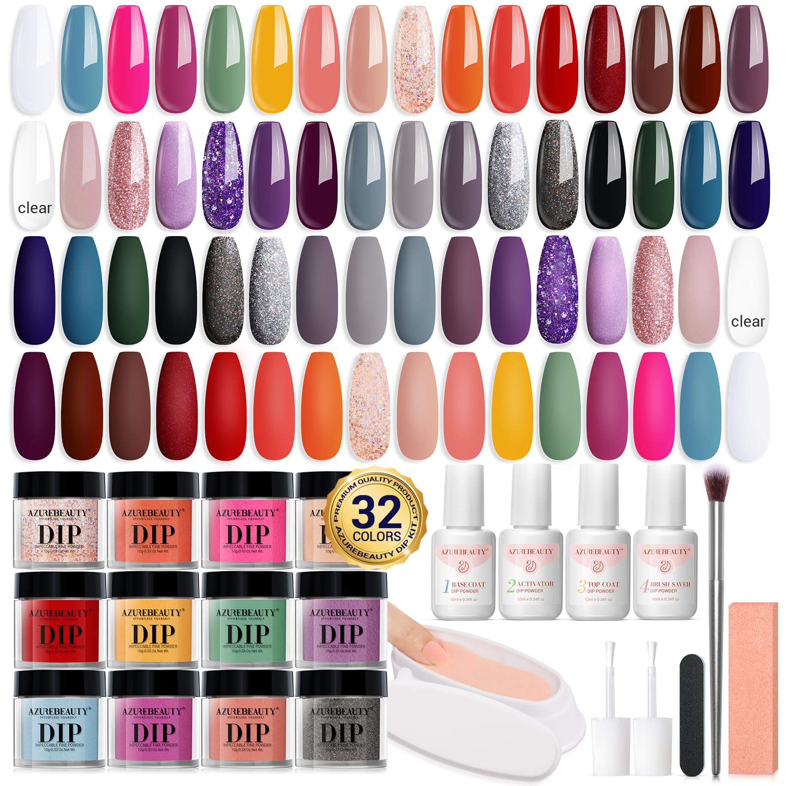 Foto 2 pulgar | Set de Polvos para Uñas Azurebeauty para Todas las Estaciones 42 Unidades con Bandeja - Venta Internacional