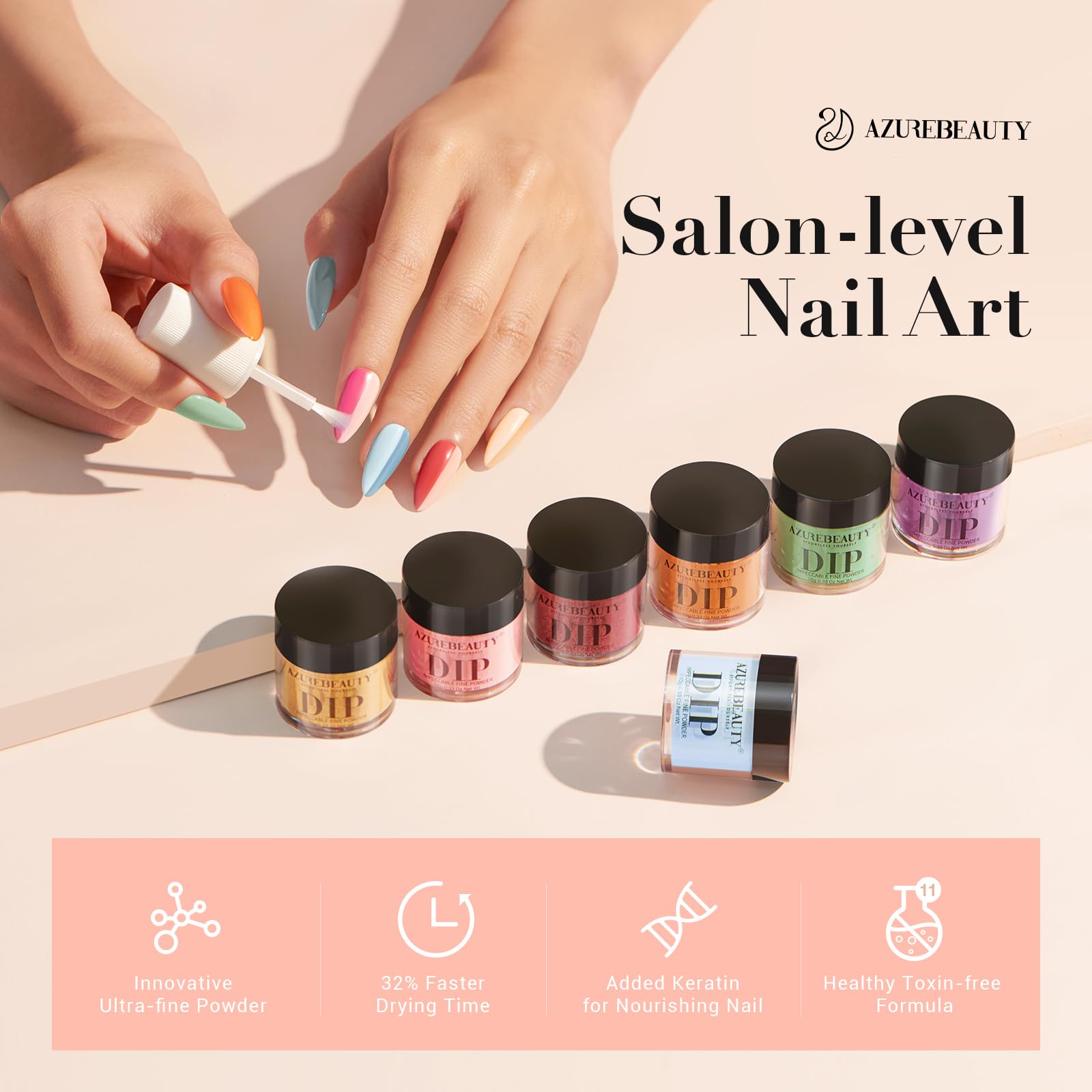 Foto 6 | Set de Polvos para Uñas Azurebeauty para Todas las Estaciones 42 Unidades con Bandeja - Venta Internacional