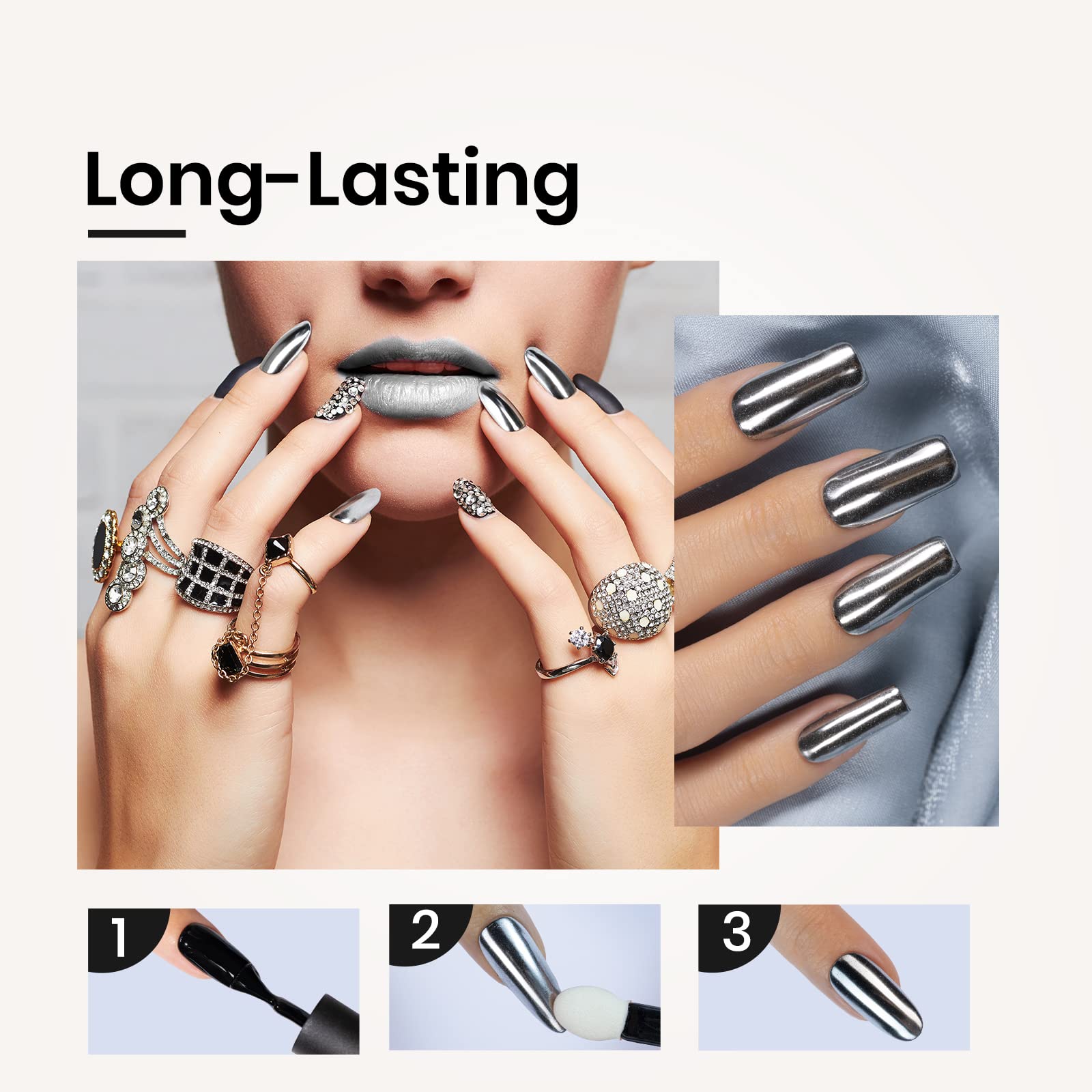 Foto 7 pulgar | Esmalte De Uñas En Gel Con Forma De Escarabajos, Plateado Y Cromado, 1 G - Venta Internacional.