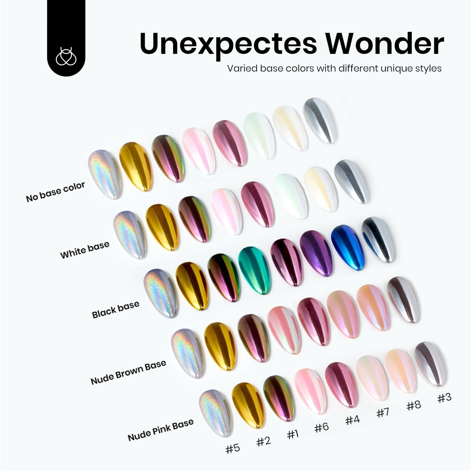 Foto 4 pulgar | Polvo De Uñas Con Forma De Escarabajos Cromado, Efecto Espejo, 8 Colores, 1 G/0,5 G - Venta Internacional.