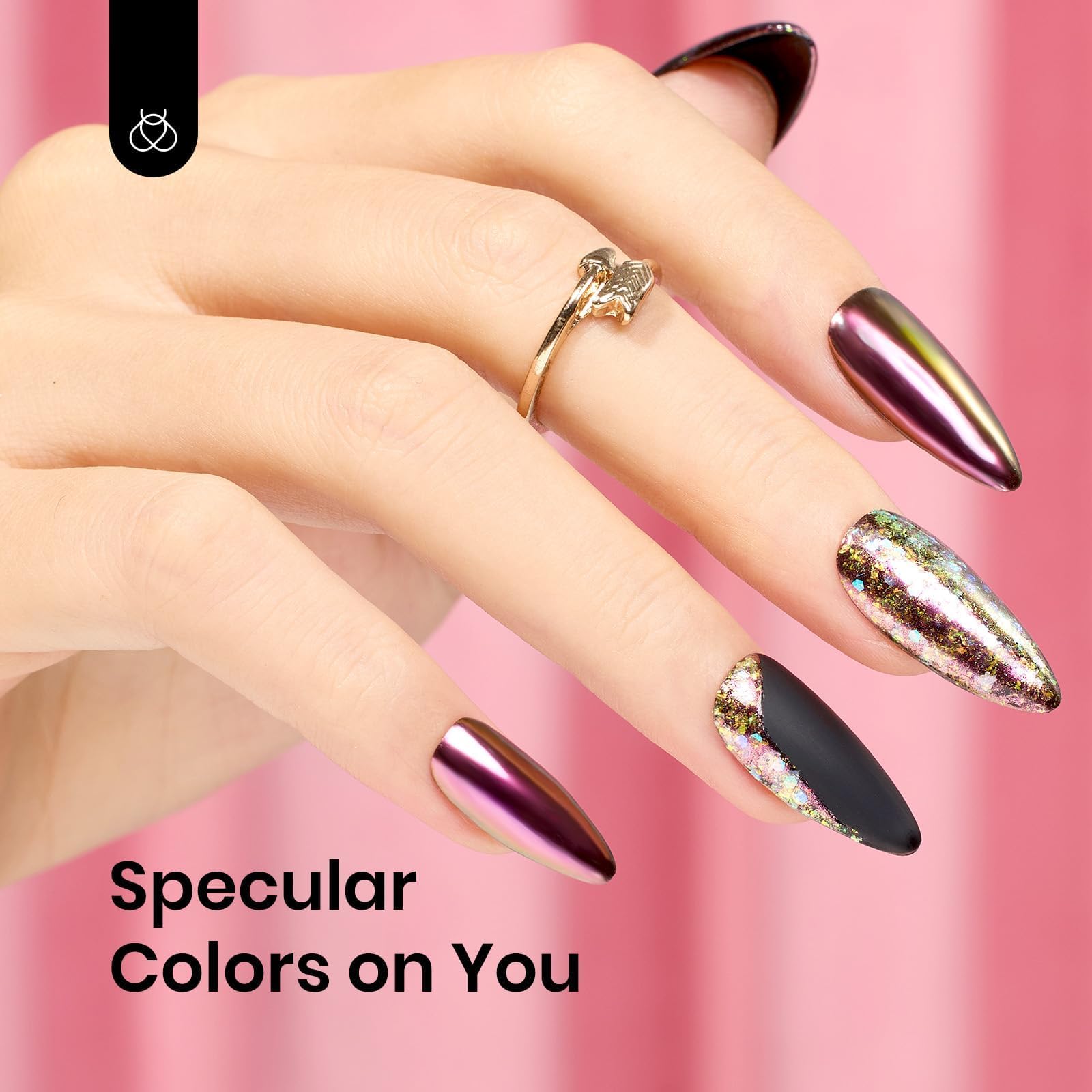 Foto 5 | Polvo De Uñas Con Forma De Escarabajos Cromado, Efecto Espejo, 8 Colores, 1 G/0,5 G - Venta Internacional.