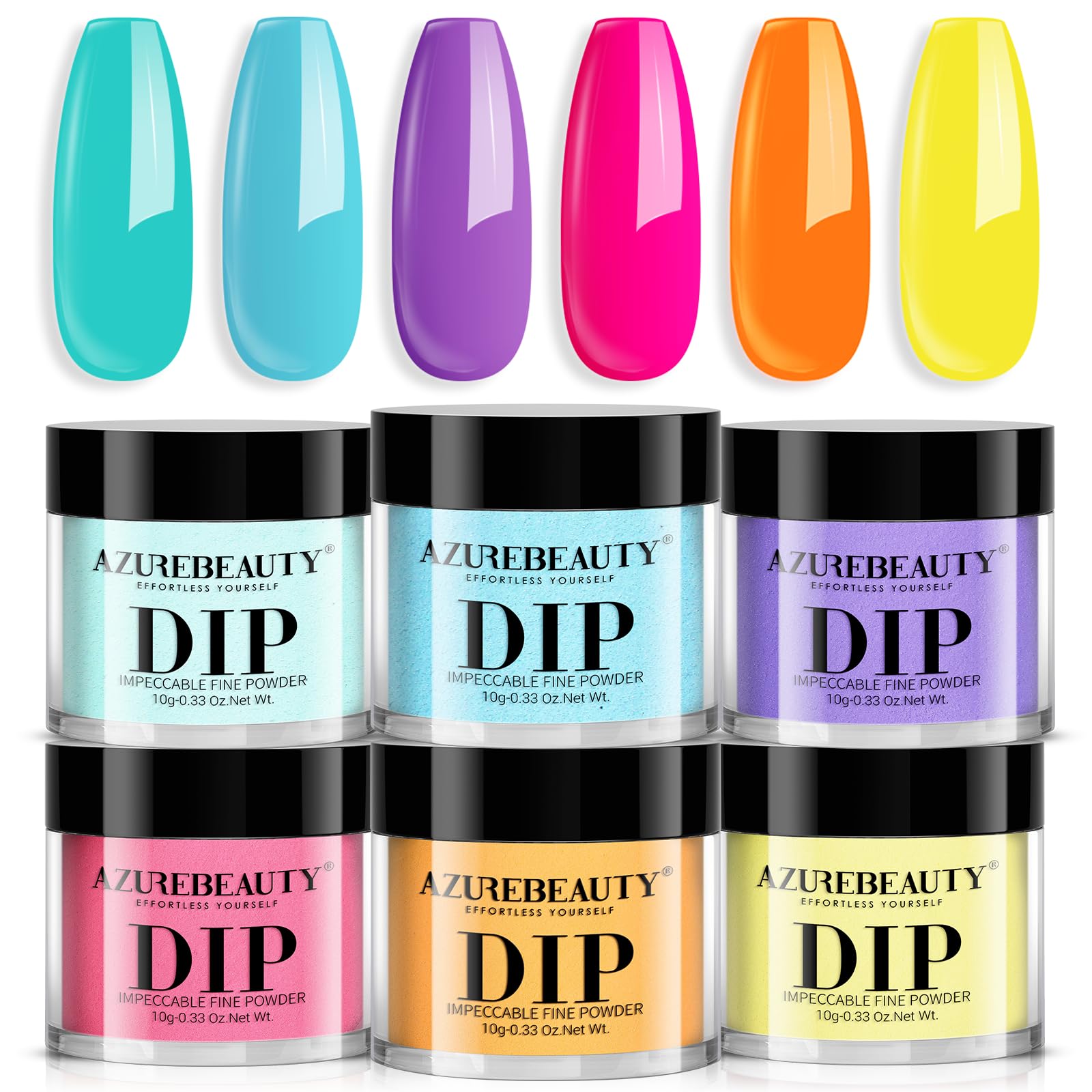 Foto 2 pulgar | Set De Uñas En Polvo Azurebeauty Bright Summer  6 Colores - Venta Internacional.