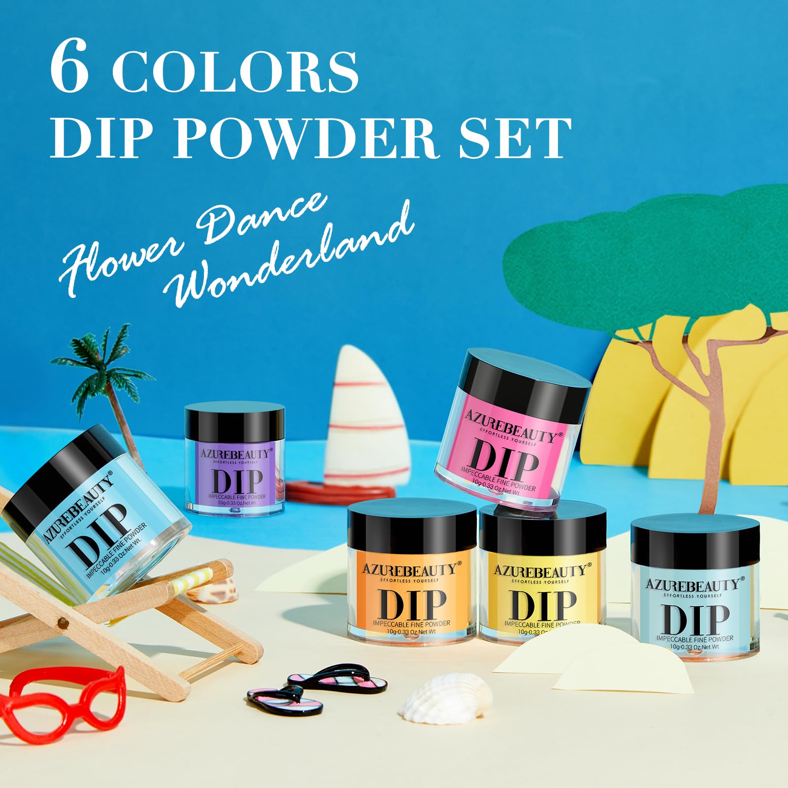 Foto 2 | Set De Uñas En Polvo Azurebeauty Bright Summer  6 Colores - Venta Internacional.