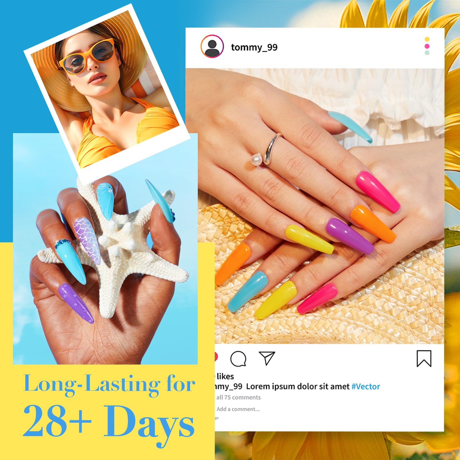 Foto 4 pulgar | Set De Uñas En Polvo Azurebeauty Bright Summer  6 Colores - Venta Internacional.