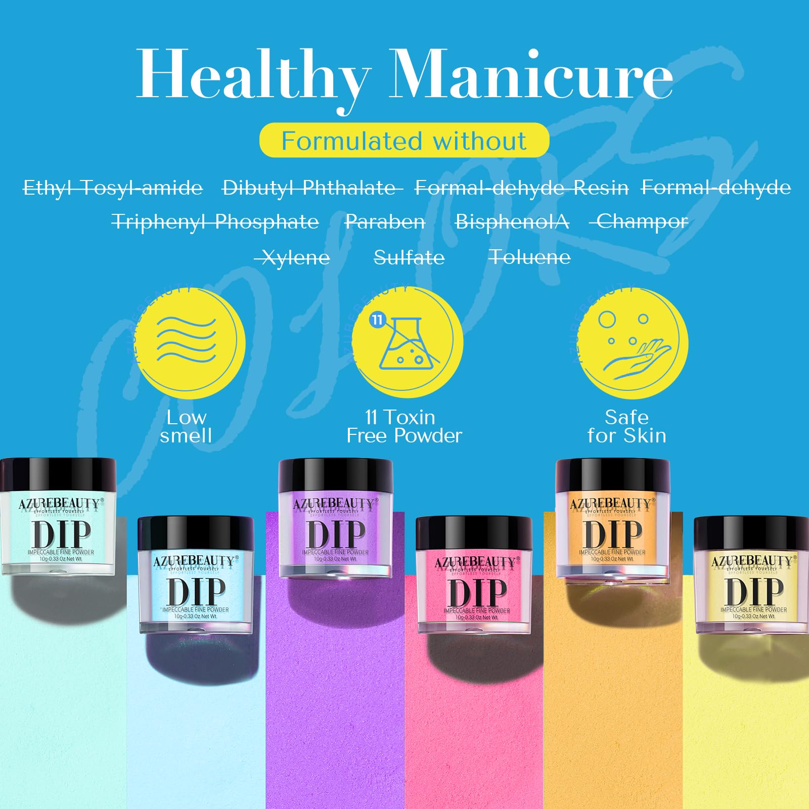 Foto 7 | Set De Uñas En Polvo Azurebeauty Bright Summer  6 Colores - Venta Internacional.