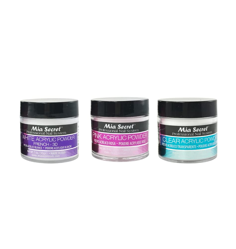 Foto 1 | Polvo Acrílico Mia Secret 30 Ml X 3 (blanco  Rosa  Transparente) - Venta Internacional.