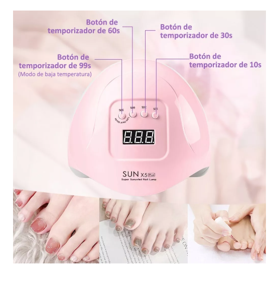 Foto 5 pulgar | Lampara De Uñas Uv Profesional Secador Uñas Led Con Pantalla