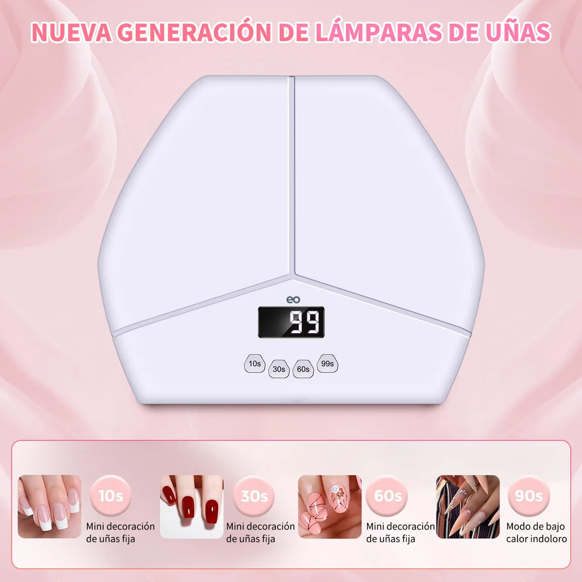 Foto 3 pulgar | Lámpara De Uñas Uv Led 298w Eo Safe Imports Esi-19924 Blanco