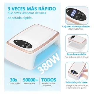Foto 2 | Lámpara De Uñas Uv Profesional 380w Eo Safe Imports Esi-19927 Blanco