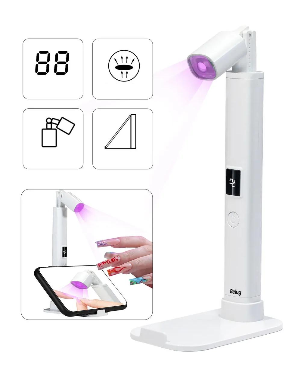 Foto 3 pulgar | Mini Portátil Lámpara Uv Led Recargable Para Uñas Blanco