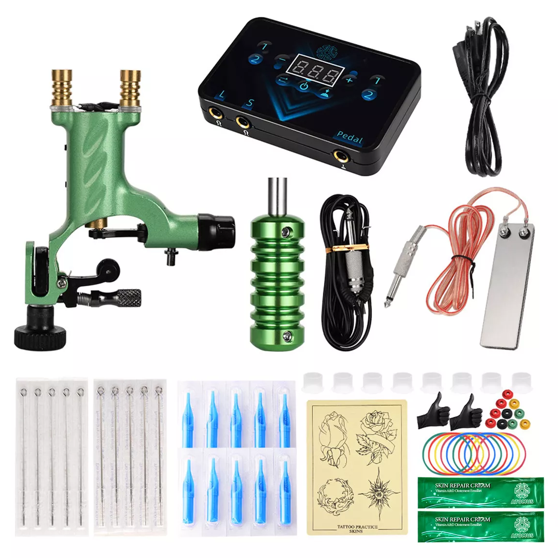 Foto 2 pulgar | Kit de Máquina Tatuadora con Fuente de Alimentación Verde