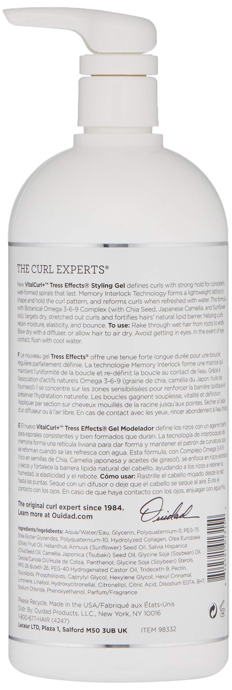 Foto 3 pulgar | Gel para Cabello Ouidad Vitalcurl+ Tress Effects 1L- Venta Internacional