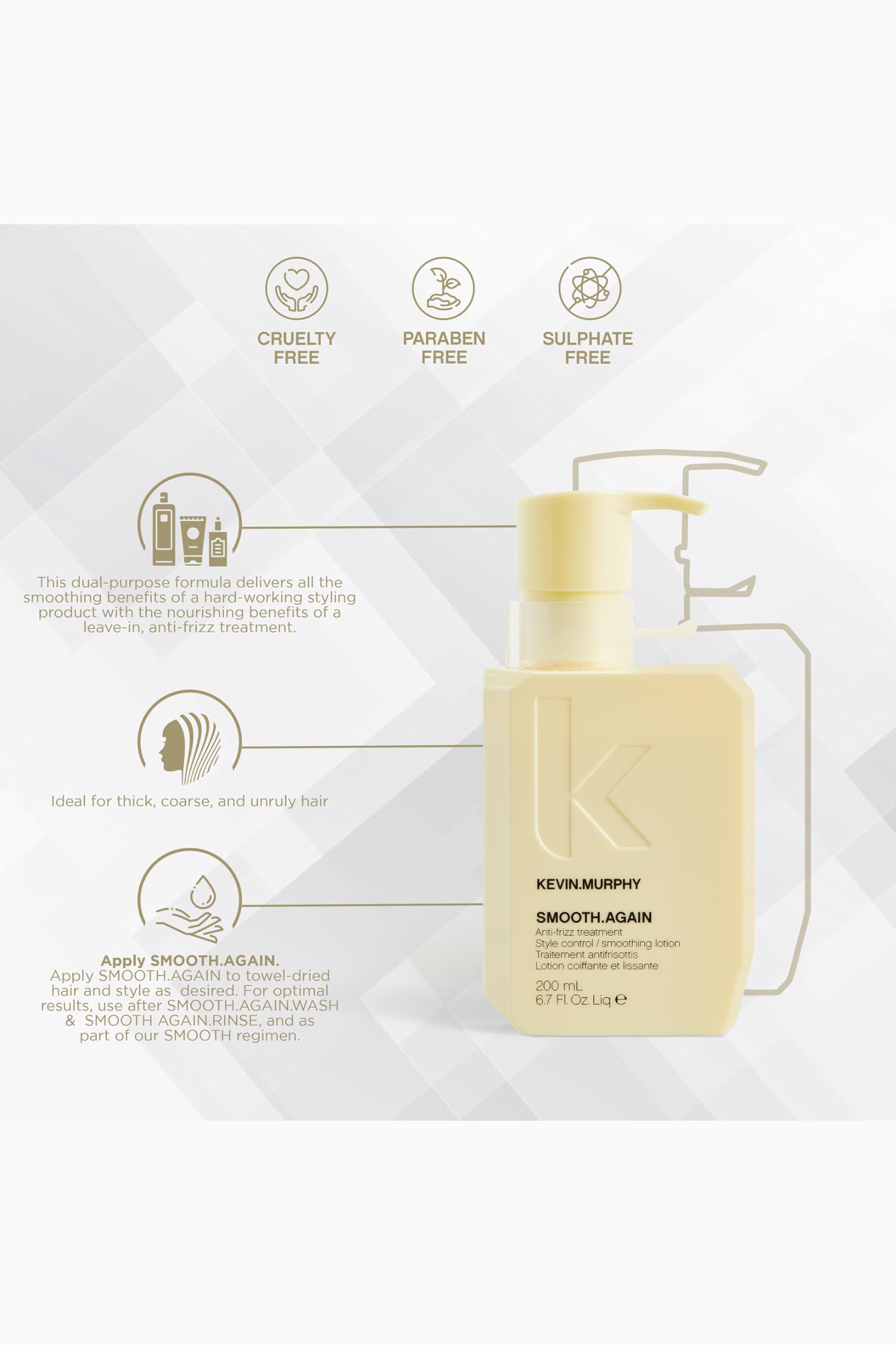Foto 3 pulgar | Shampoo Kevin Murphy Smooth Again 200 ml para Cabello Normal a Seco - Venta Internacional