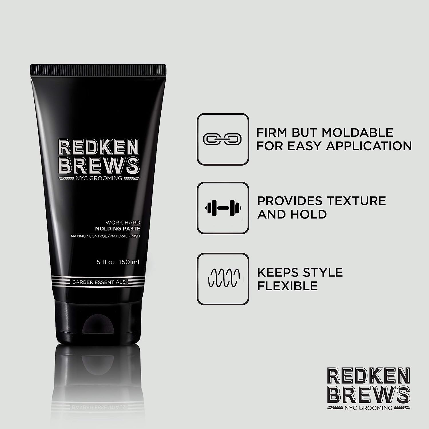 Foto 5 pulgar | Gel Para El Cabello Redken Brews Work Hard Molding Pasta 150 Ml - Venta Internacional.