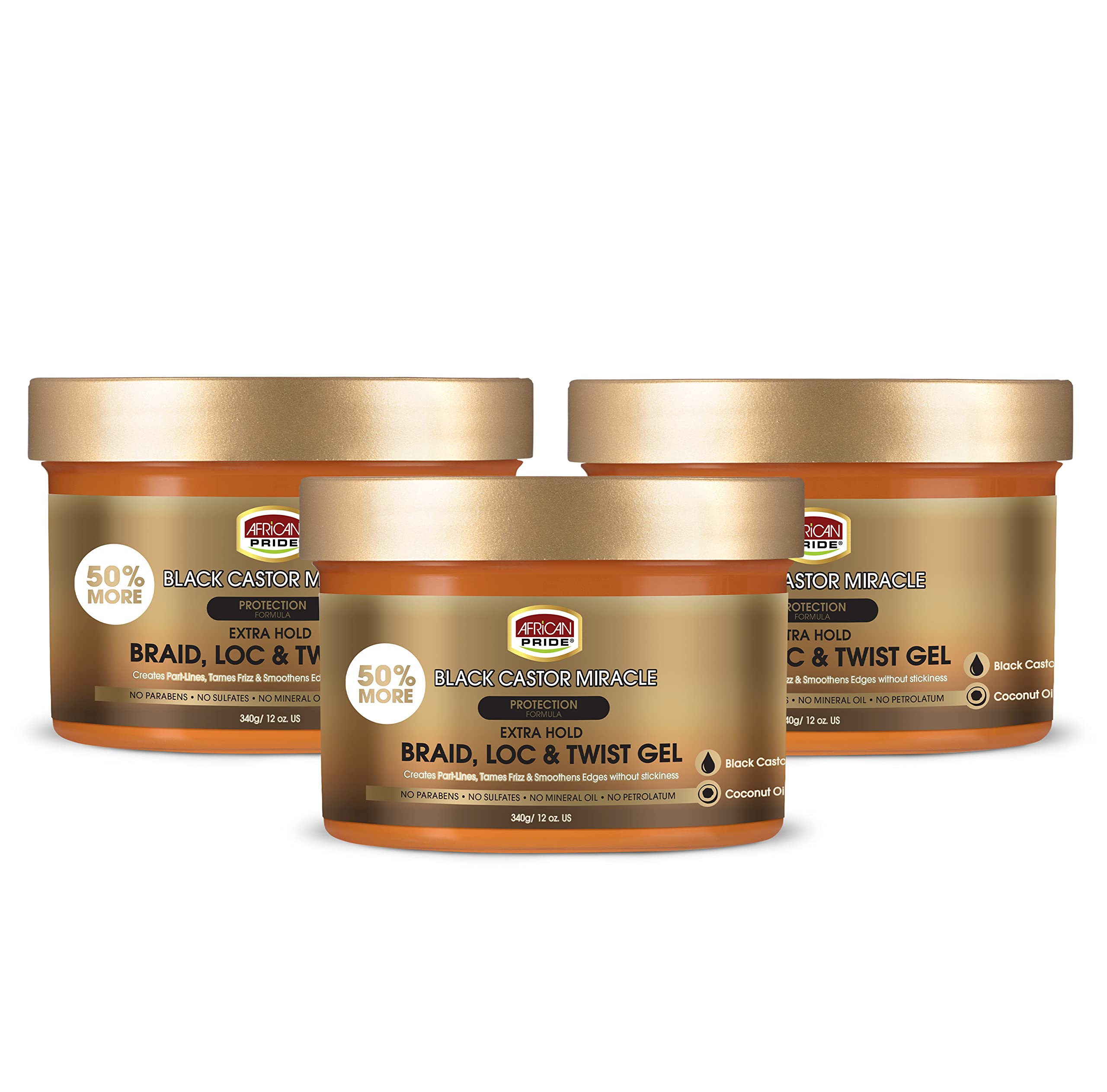 Foto 1 | Gel African Pride Black Castor Miracle Extra Hold 360 Ml (paquete De 3) - Venta Internacional.