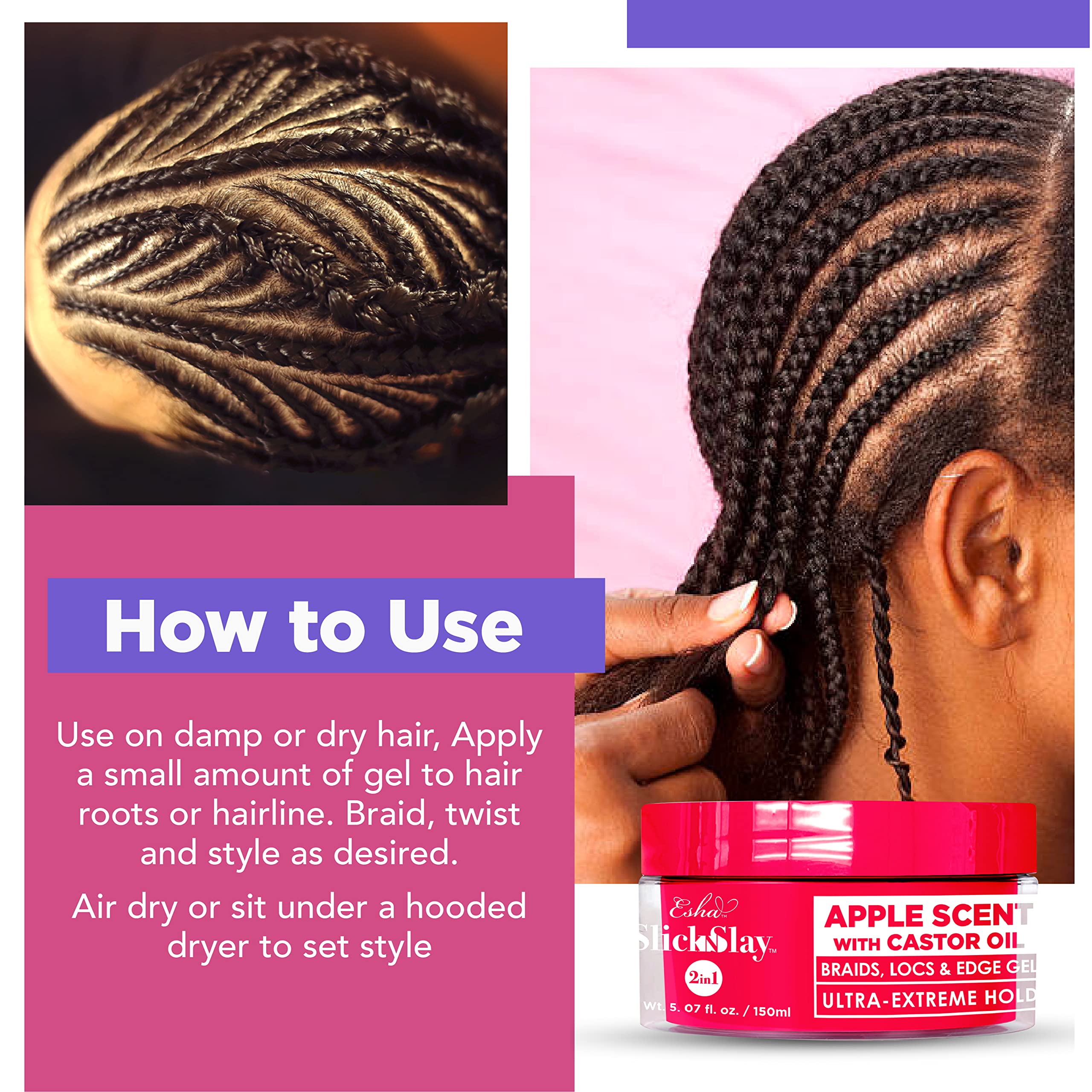 Foto 7 pulgar | Gel Para El Cabello Esha Slick N Slay Braiding 3 En 1 Para Trenzas Y Bordes - Venta Internacional.