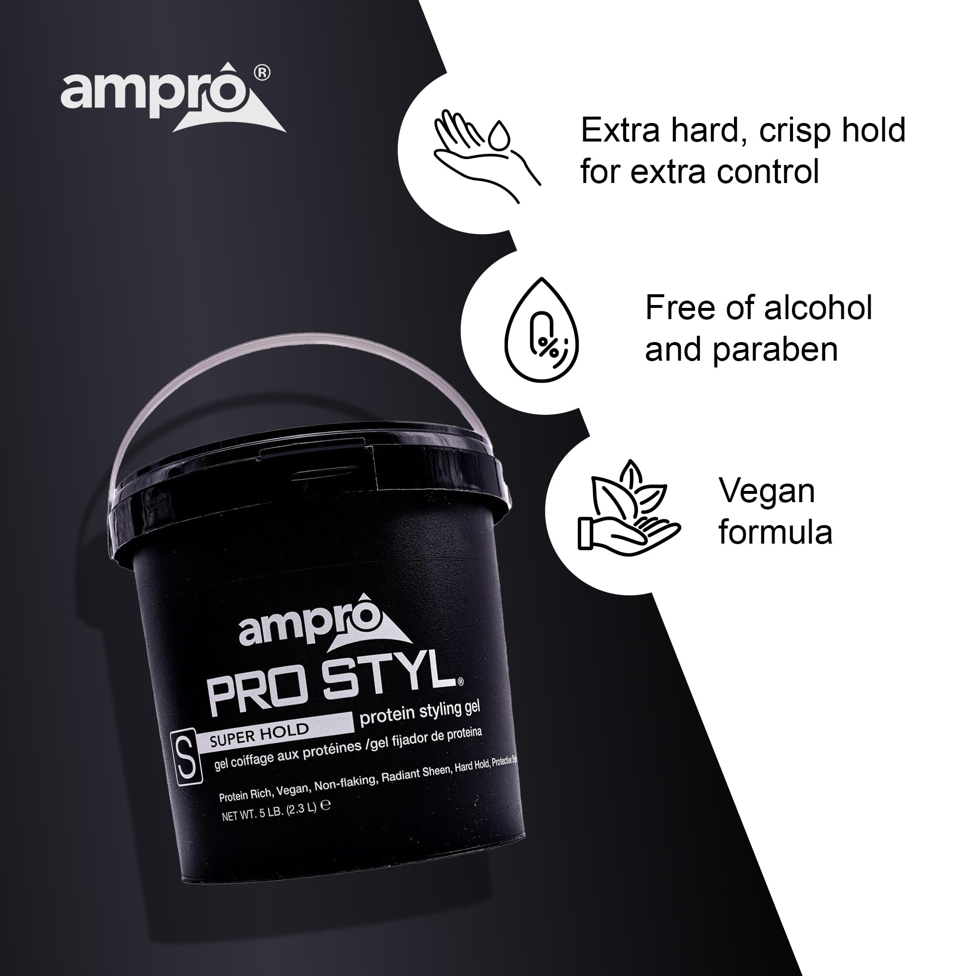 Foto 6 pulgar | Gel De Peinado Ampro Pro Styl Super Hold 2,37 L, Fórmula Vegana - Venta Internacional.