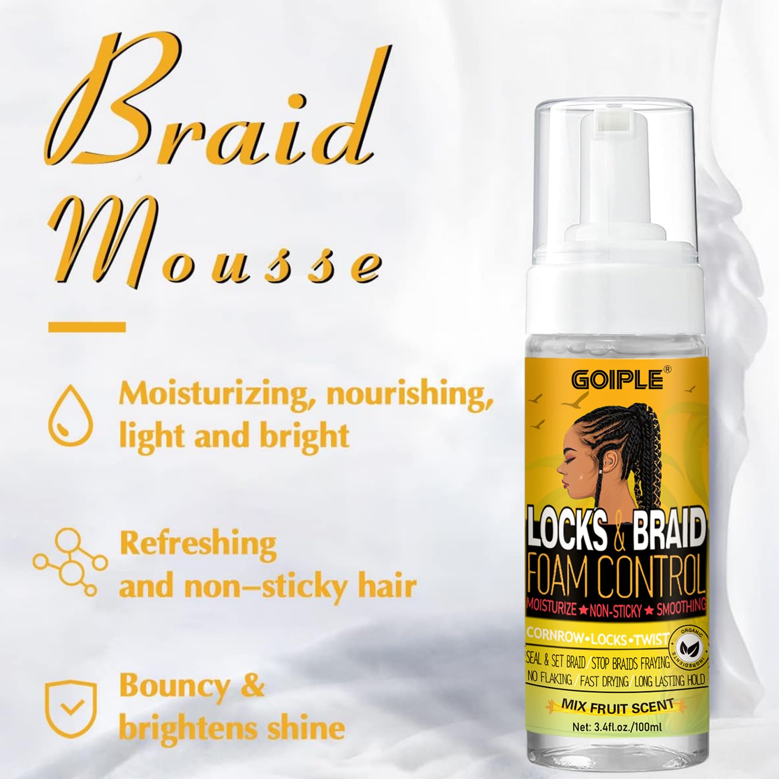 Foto 2 | Set De Peinado Goiple Braid Mousse & Edge Control Para Cabello Negro - Venta Internacional.