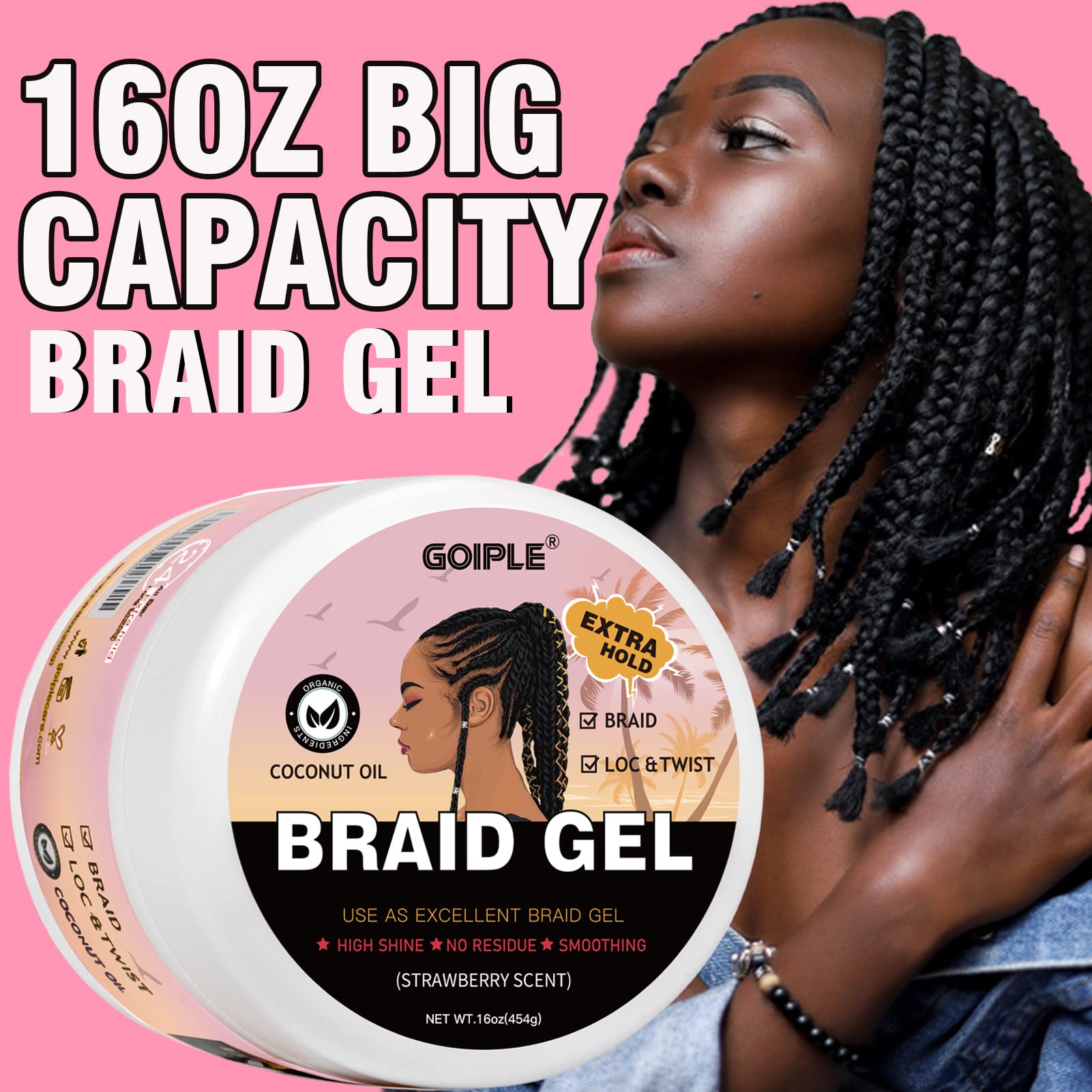 Foto 2 | Gel Para Trenzas Goiple De Gran Capacidad, 500 Ml, Extra, Fijación Y Brillo - Venta Internacional.