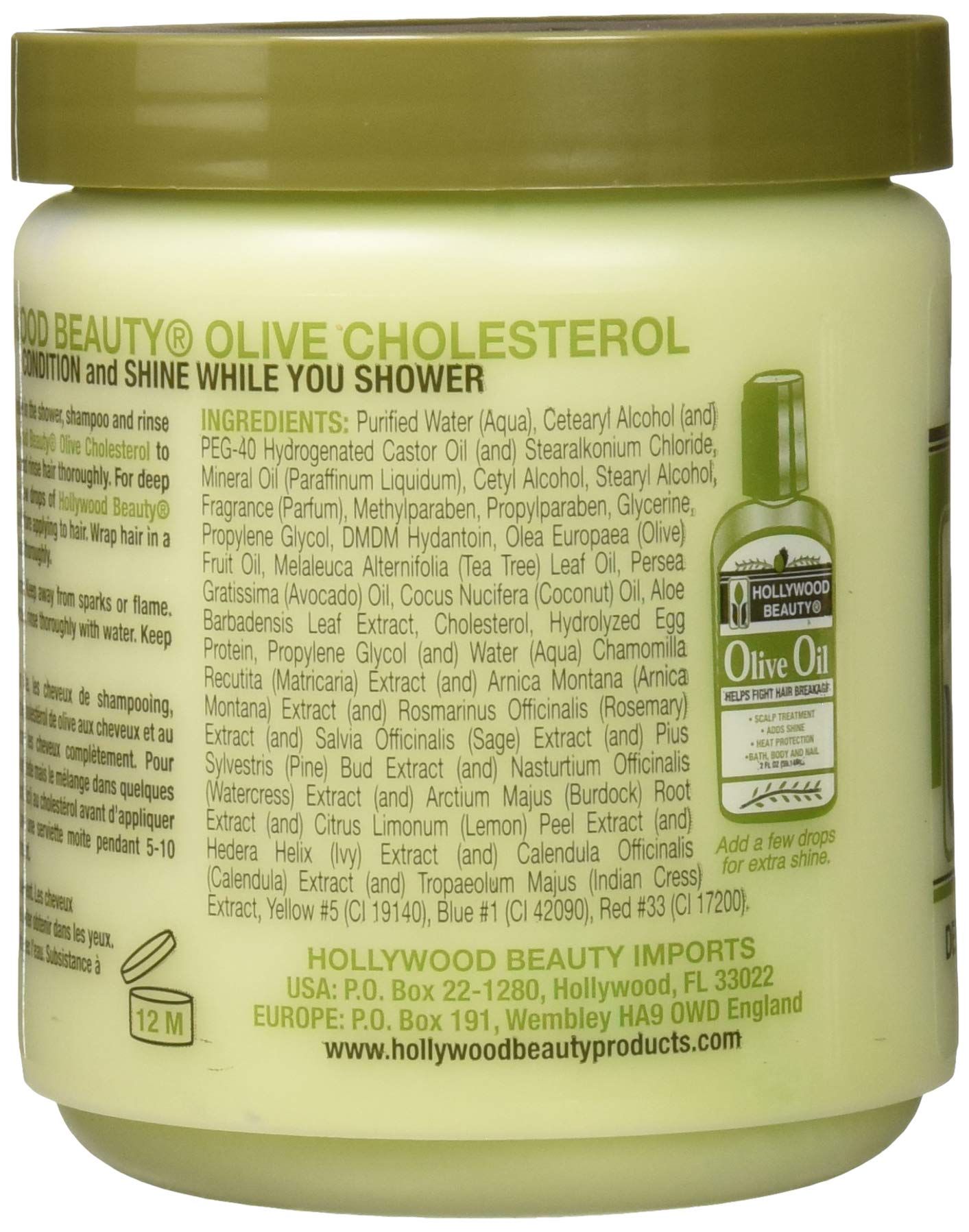 Foto 3 pulgar | Tratamiento Capilar Hollywood Beauty Olive Colesterol 600 Ml X2 - Venta Internacional.
