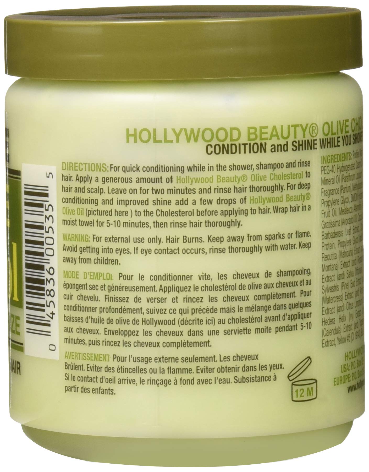 Foto 3 | Tratamiento Capilar Hollywood Beauty Olive Colesterol 600 Ml X2 - Venta Internacional.