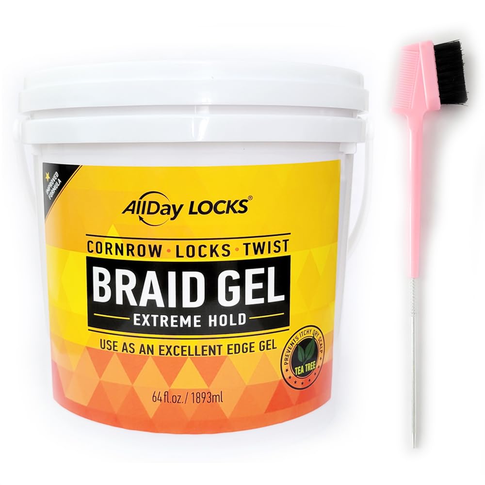 Foto 2 pulgar | Braid Gel Allday Locks Extreme Hold De 1,89 Litros Con Cepillo De Bordes 3 En 1 - Venta Internacional.