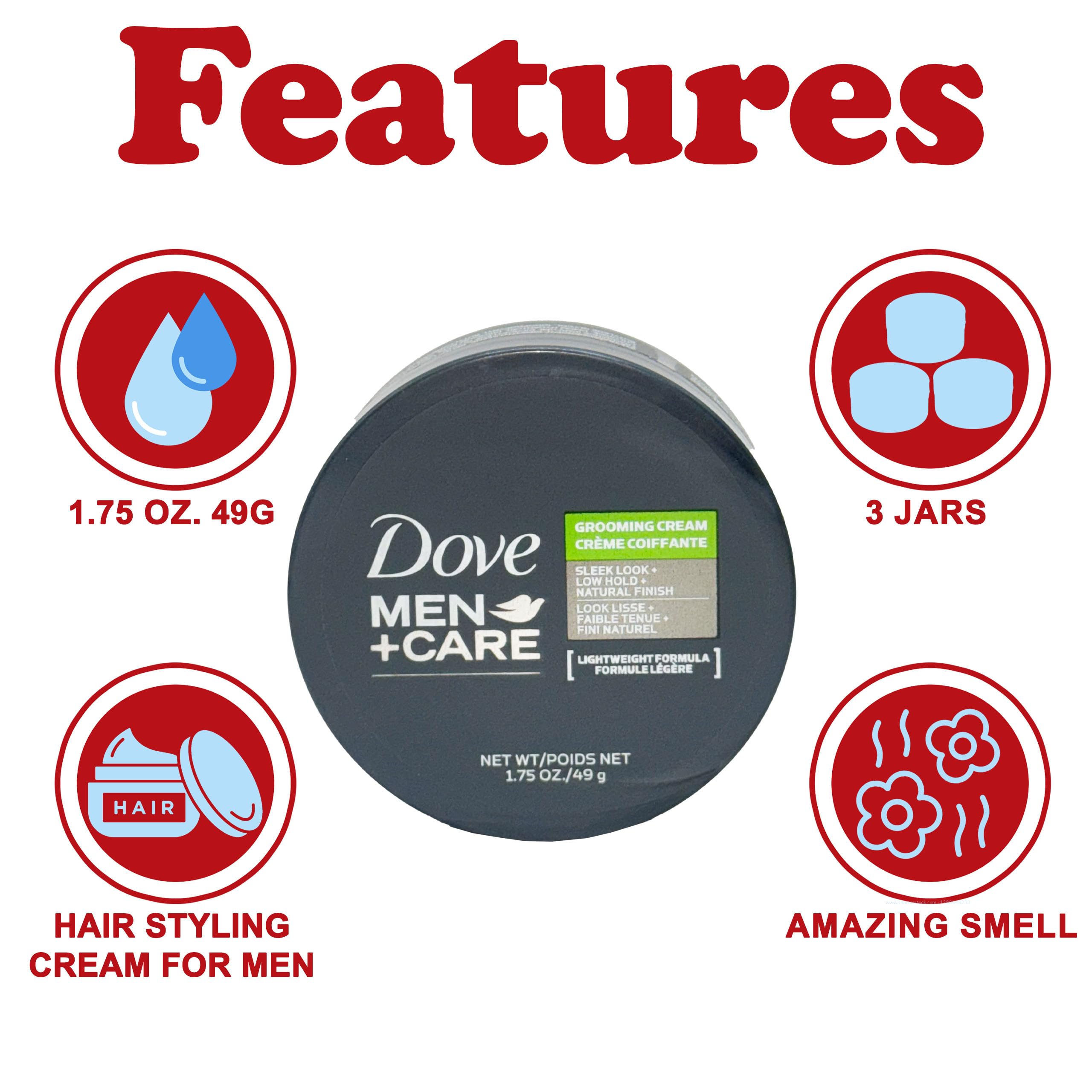 Foto 2 | Crema Para Peinar El Cabello Dove Men+care Grooming, Paquete De 3 Unidades, 50 Ml - Venta Internacional.