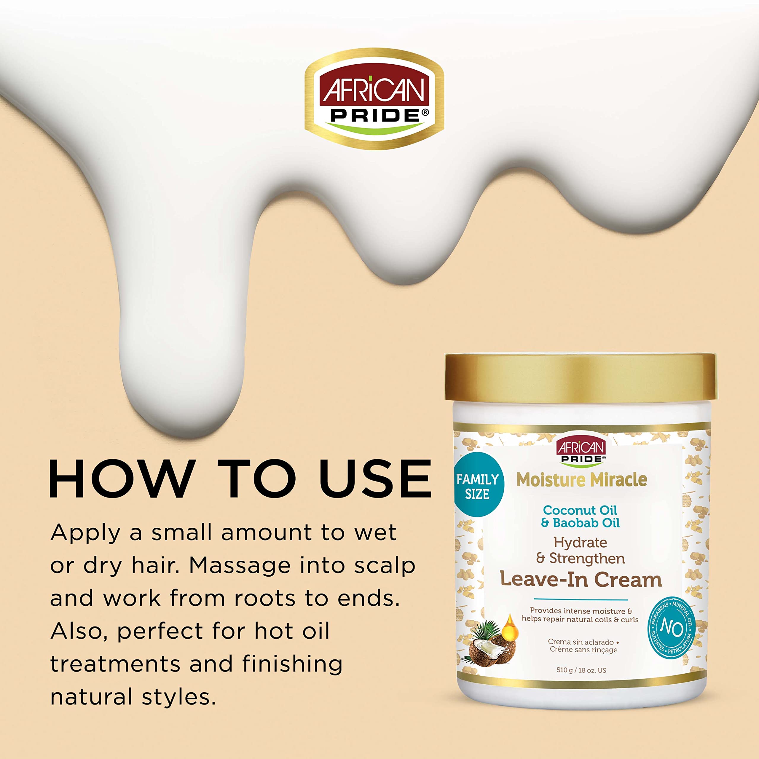 Foto 3 pulgar | Crema Para El Cabello African Pride Moisture Miracle Coconut 530ml - Venta Internacional.