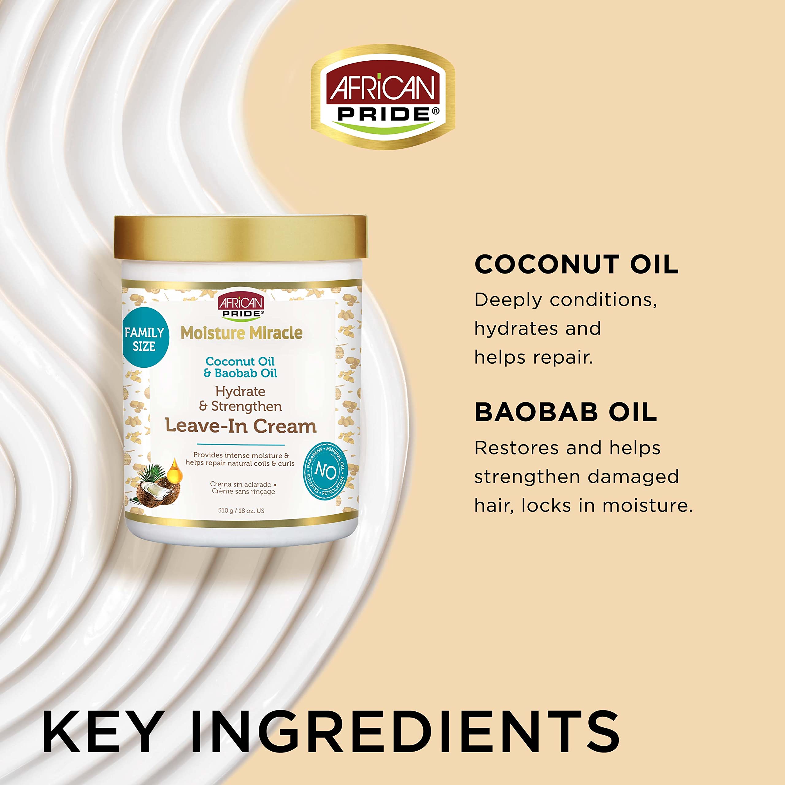 Foto 4 pulgar | Crema Para El Cabello African Pride Moisture Miracle Coconut 530ml - Venta Internacional.