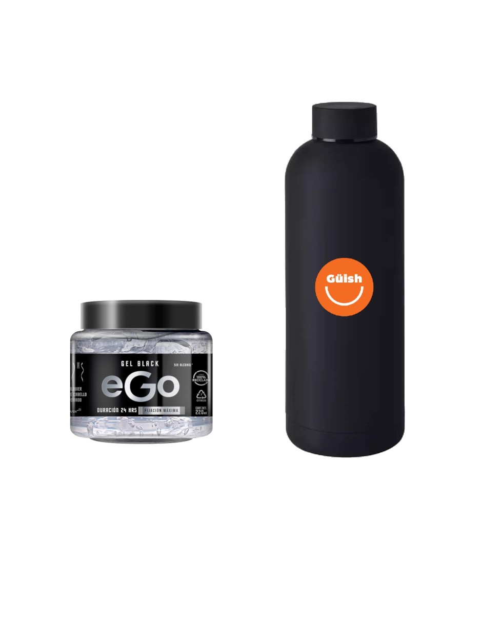 Foto 2 pulgar | Gel Fijador Para Cabello Ego Black + Termo De Agua De Regalo Güish