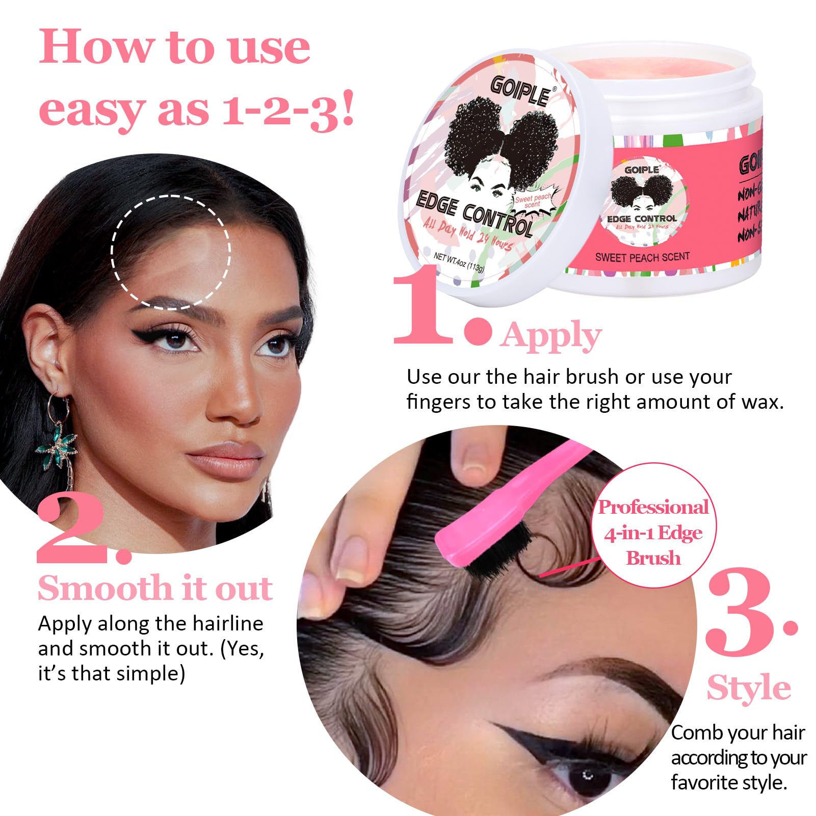 Foto 7 pulgar | Cera Edge Control Goiple Con Aroma A Melocotón Dulce Para Mujer (8 Unidades) - Venta Internacional.