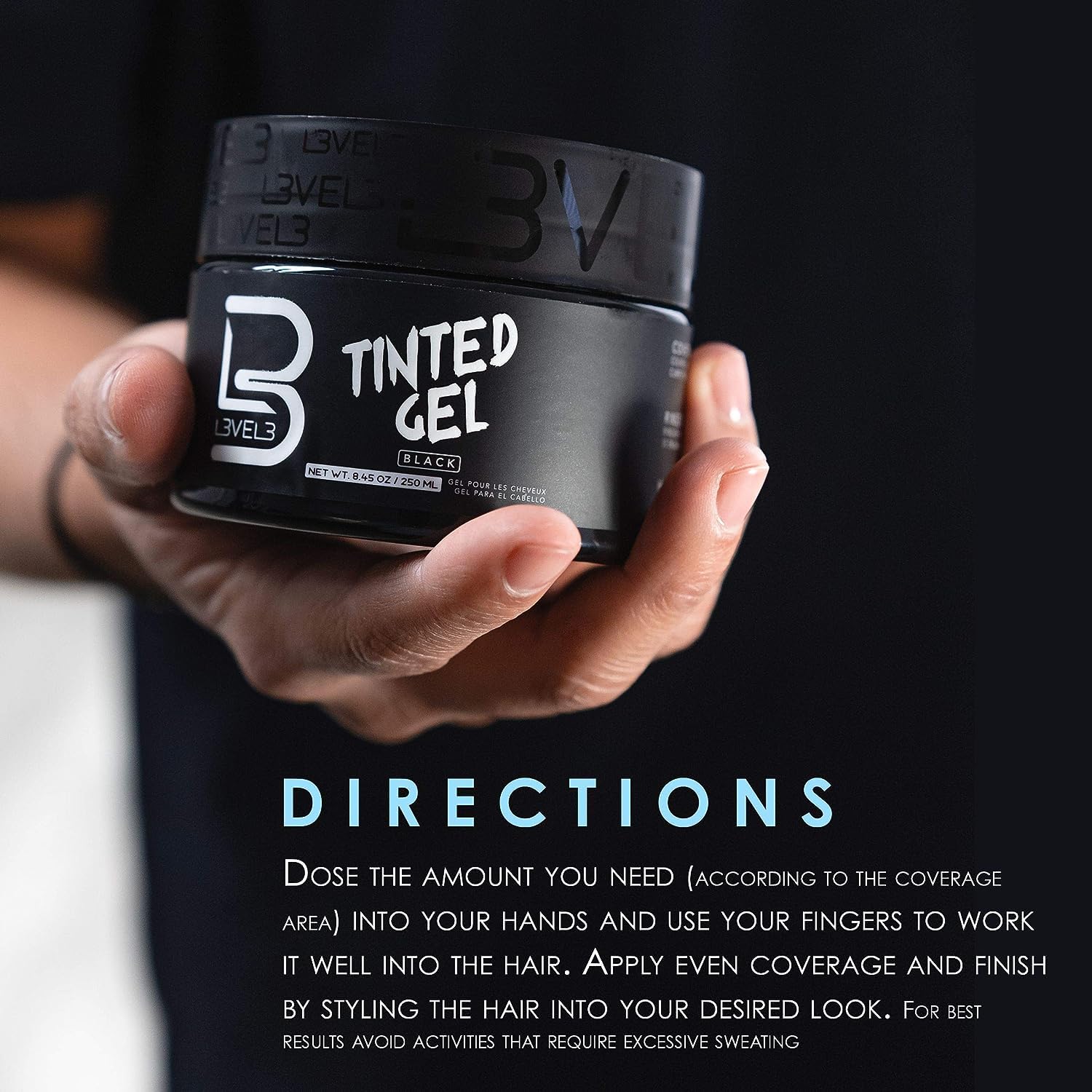 Foto 2 | Gel Temporal Black Hair Gel L3 Teñido Negro (paquete De 3) - Venta Internacional.