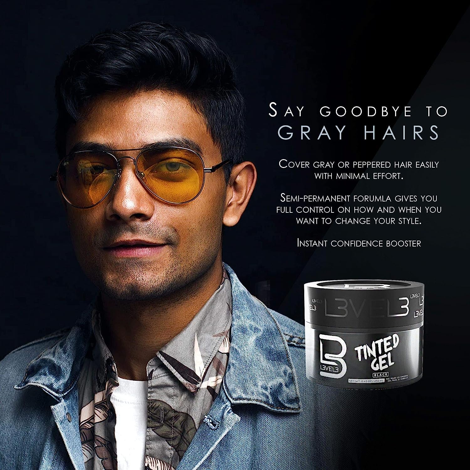 Foto 3 | Gel Temporal Para Cabello Negro L3  Color Negro (paquete De 2) - Venta Internacional.