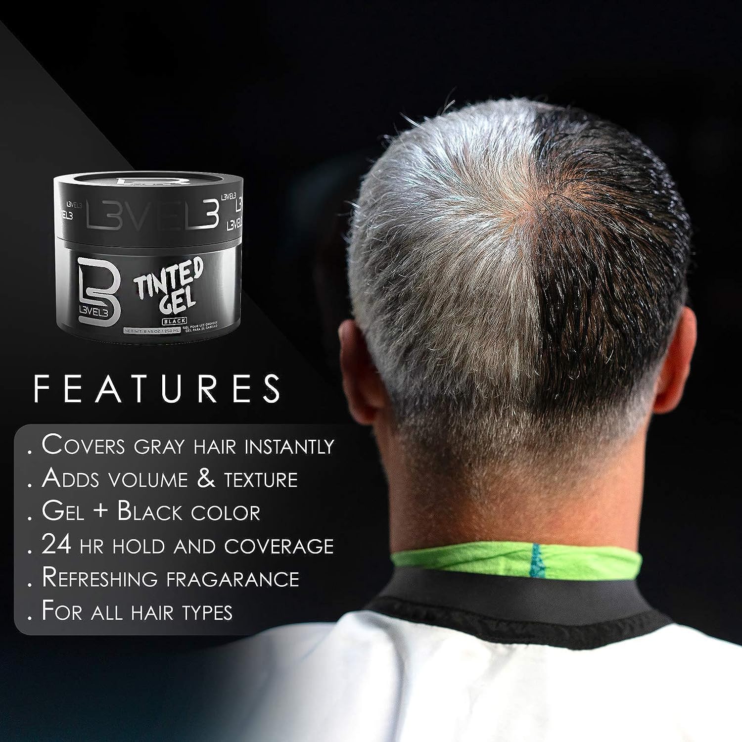 Foto 4 | Gel Temporal Para Cabello Negro L3  Color Negro (paquete De 2) - Venta Internacional.