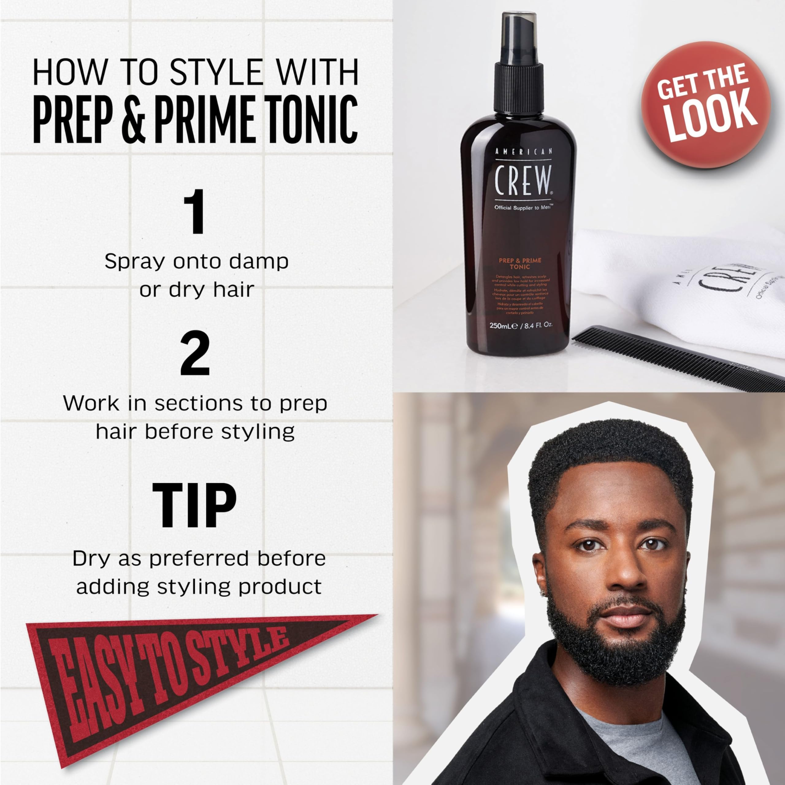 Foto 4 pulgar | Tónico Hair Prep & Prime American Crew 250 Ml - Venta Internacional.
