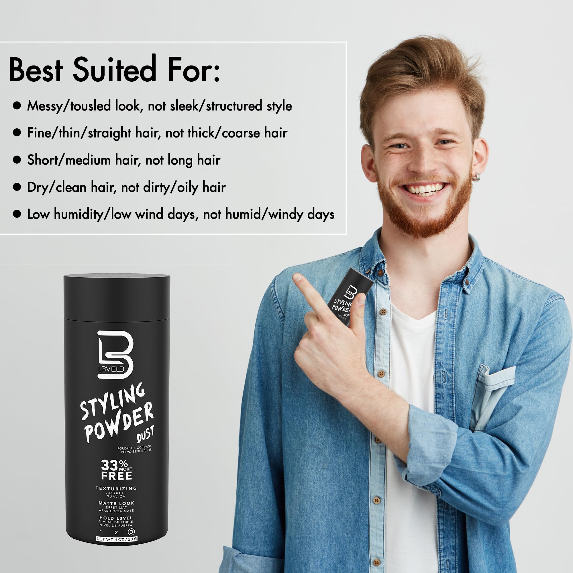 Foto 5 | Polvo De Peinado L3 Level 3 Natural Look Para Hombre  60 G - Venta Internacional.