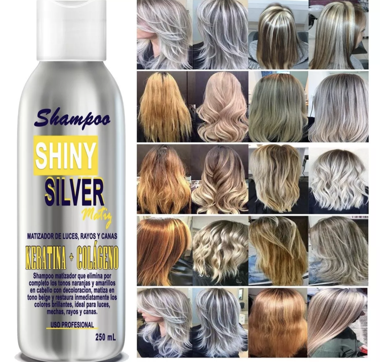 Foto 2 pulgar | Shampoo Matizador Silver 250ml Cabello Rubio