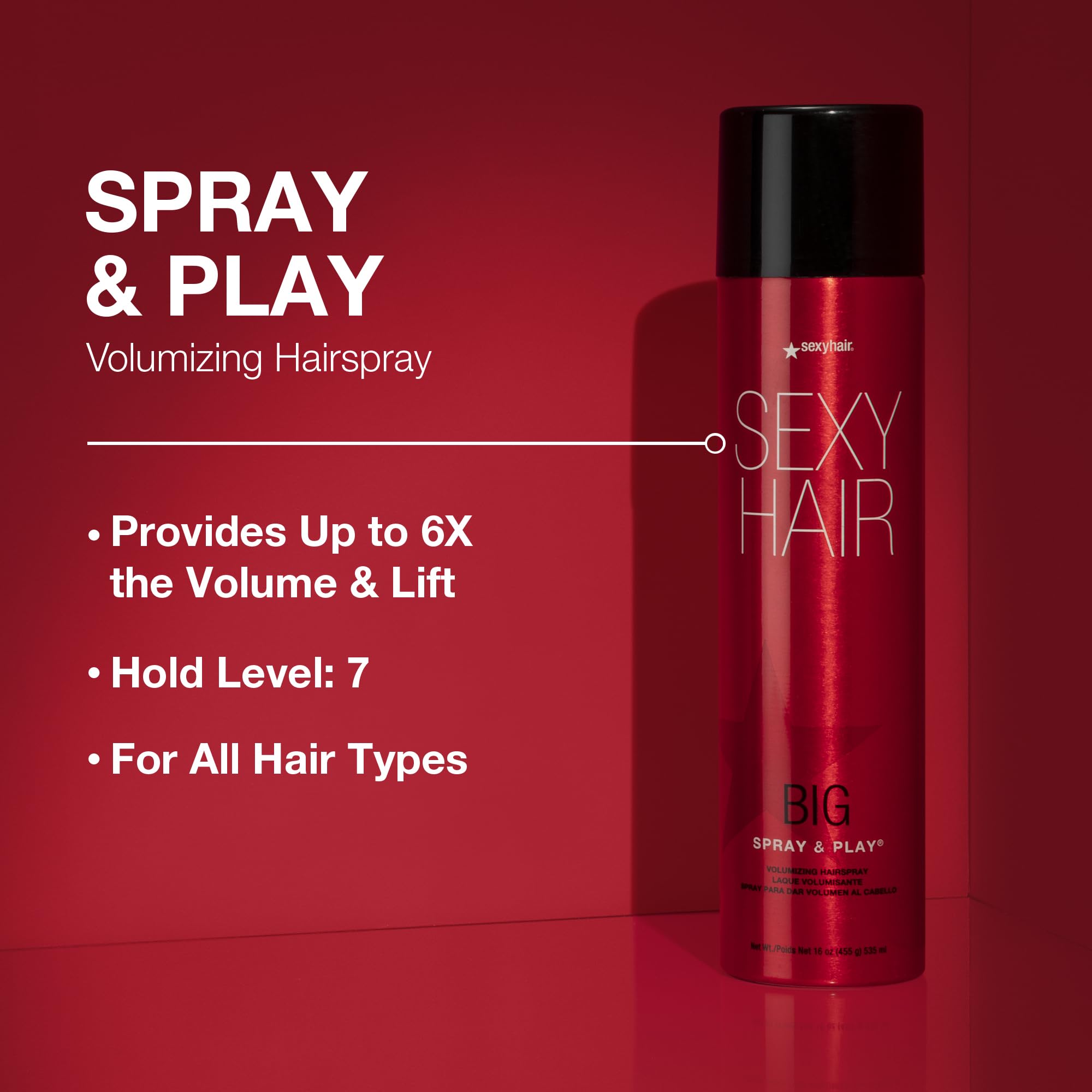 Foto 3 pulgar | Venta Internacional - Hairspray Sexyhair Spray & Play Voluminizador 300 Ml