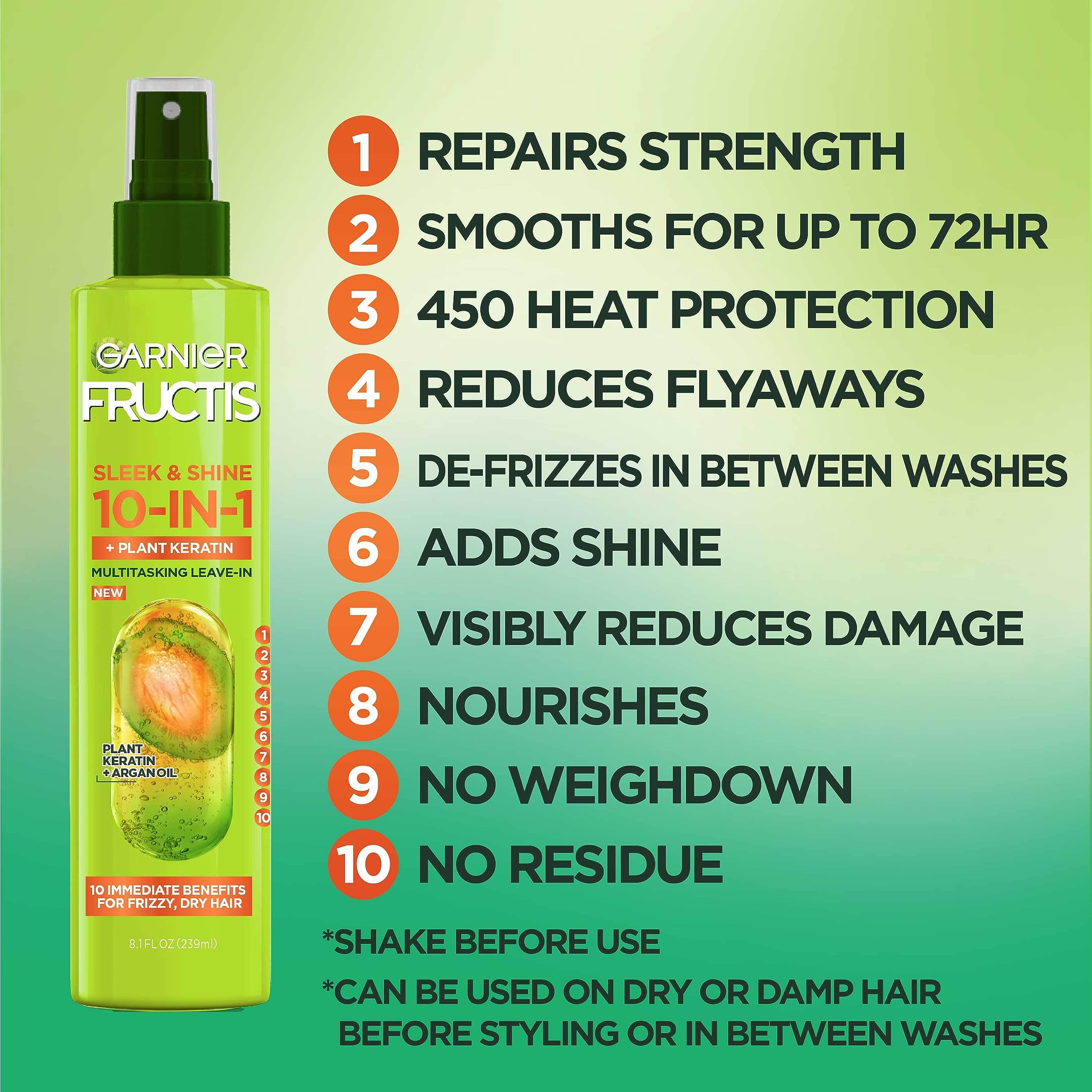 Foto 4 pulgar | Spray de Tratamiento Capilar Garnier Fructis Sleek & Shine 240 ml - Venta Internacional