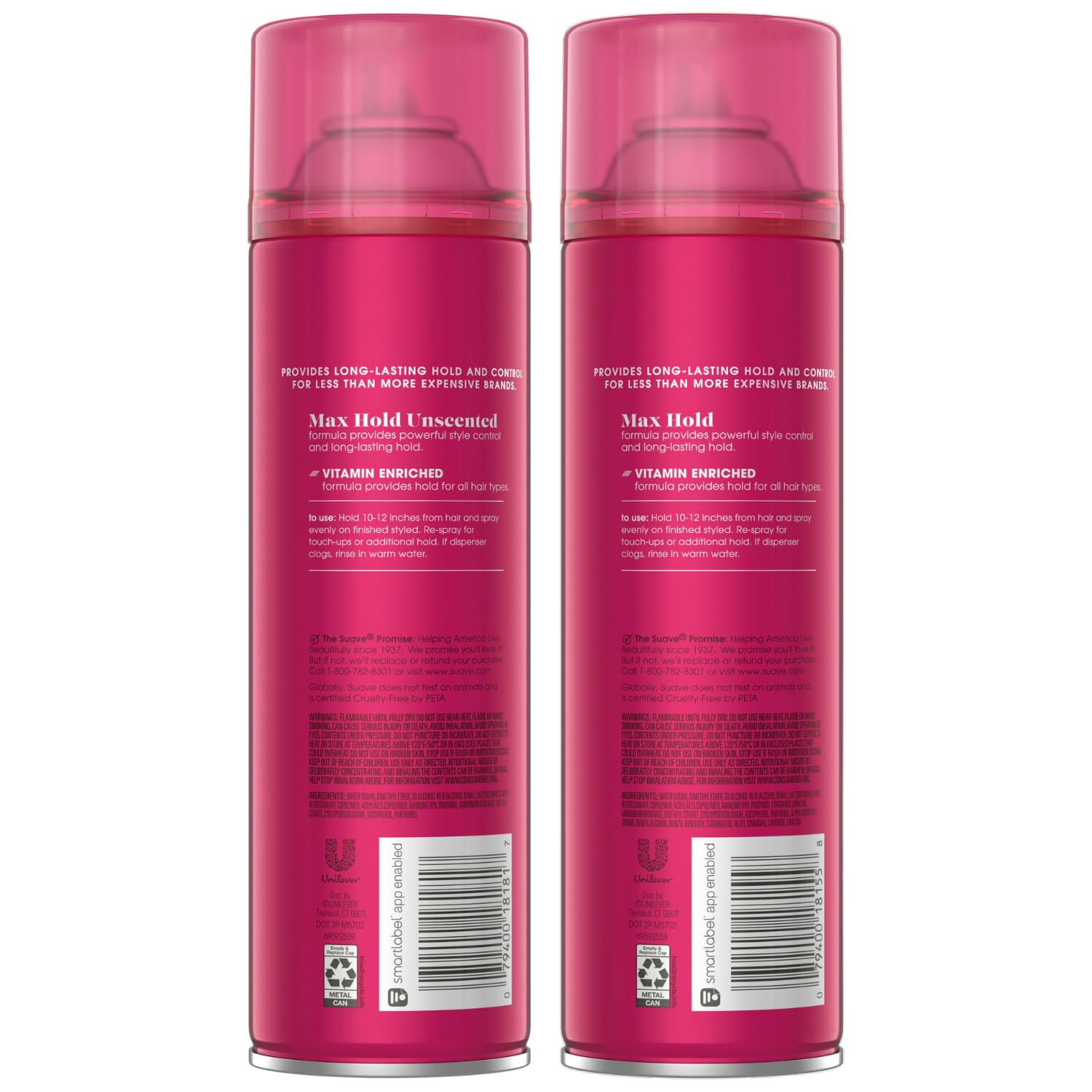 Foto 2 | Hairspray Suave Max Hold Variety Paquete De 2 Unidades Sin Perfume - Venta Internacional