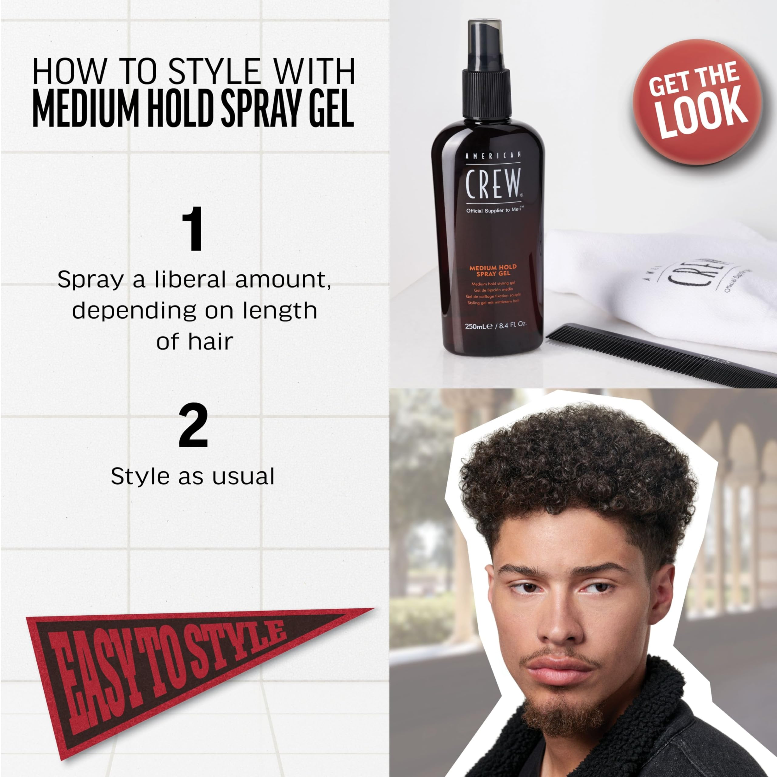 Foto 3 | Spray Para El Cabello American Crew Medium Hold 250 Ml Para Hombre - Venta Internacional.