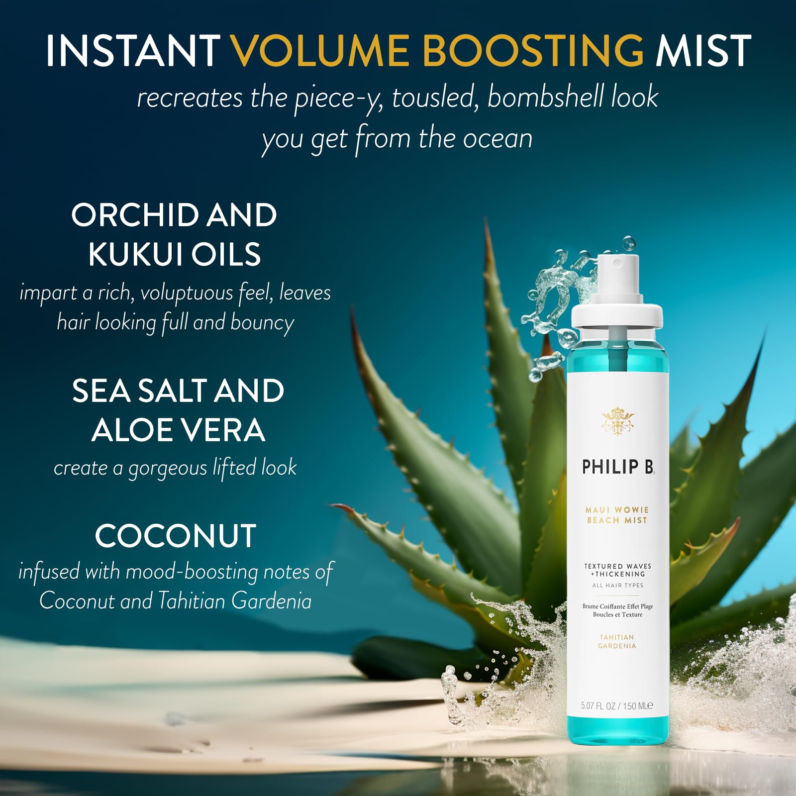 Foto 4 pulgar | Bruma Para El Cabello Philip B. Maui Wowie Beach Mist, 150 Ml, Texturizante - Venta Internacional.