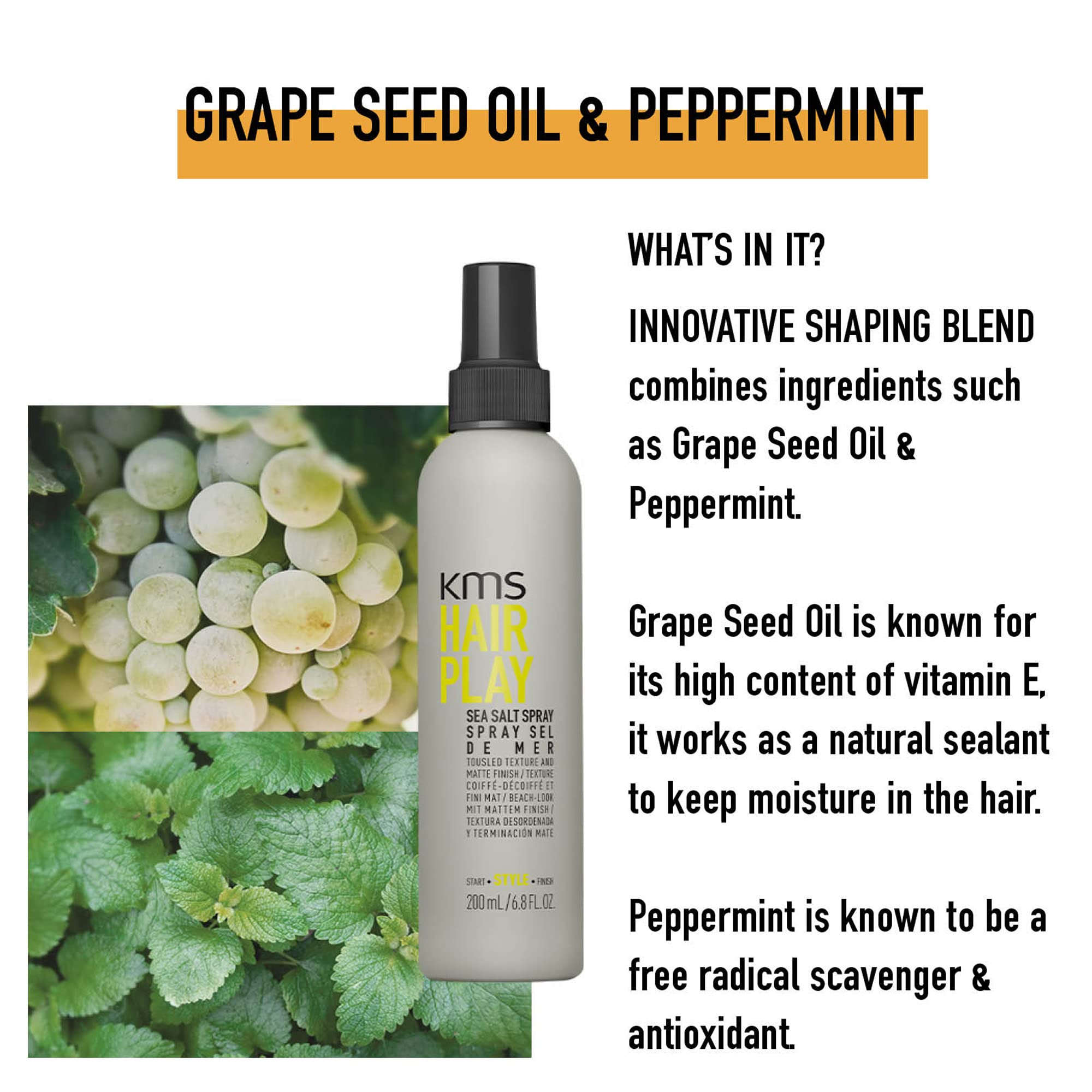 Foto 5 pulgar | Spray De Sal Marina Kms Hairplay 200 Ml Para Todo Tipo De Cabello - Venta Internacional.