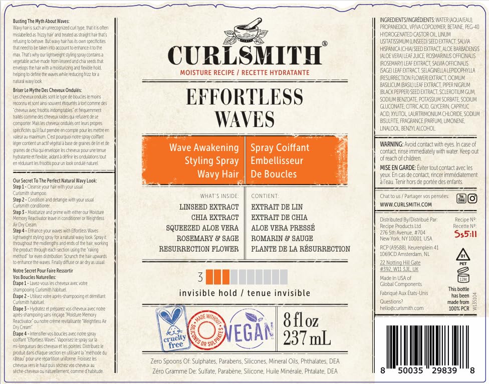 Foto 8 pulgar | Spray Para Peinar Curlsmith Effortless Waves, 59 Ml/2 Fl Oz, Vegano - Venta Internacional.