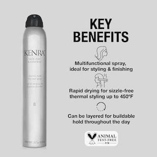 Foto 2 | Laca Para El Cabello Kenra Fast Dry 8, Fijación Térmica Flexible, 250 Ml - Venta Internacional.