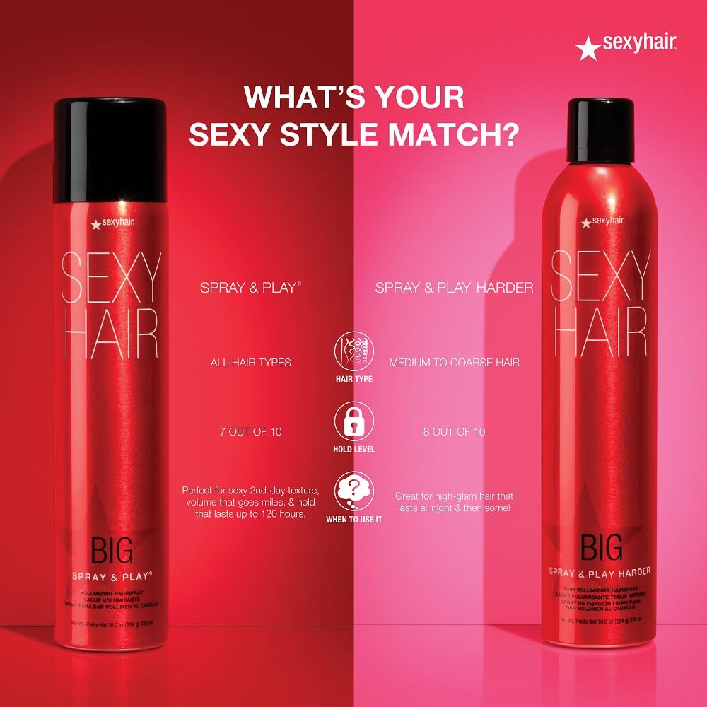 Foto 7 pulgar | Hairspray Sexyhair Big Spray & Play Harder, Firme, Voluminizador, 300 Ml - Venta Internacional.