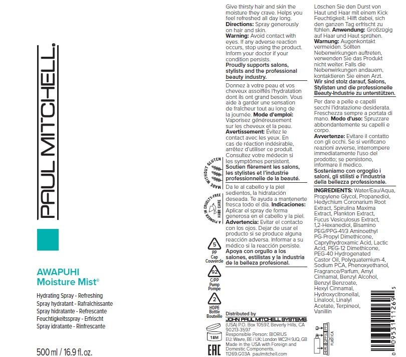 Foto 6 pulgar | Spray Hidratante Paul Mitchell Awapuhi Moisture Mist 500 Ml - Venta Internacional.