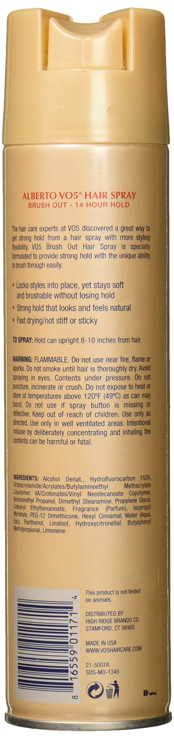 Foto 3 pulgar | Spray Para El Cabello Vo5 Alberto, 250 Ml, Strong Hold Brush Out - Venta Internacional.